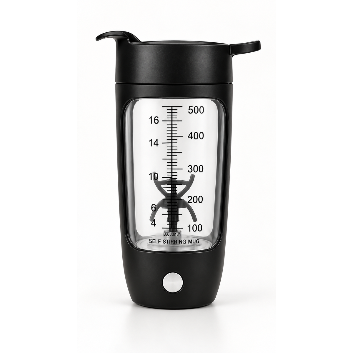 Turbo Shaker electric protein shaker in black, front view