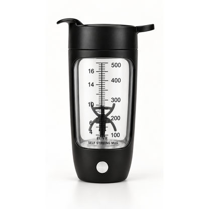 Turbo Shaker electric protein shaker in black, front view